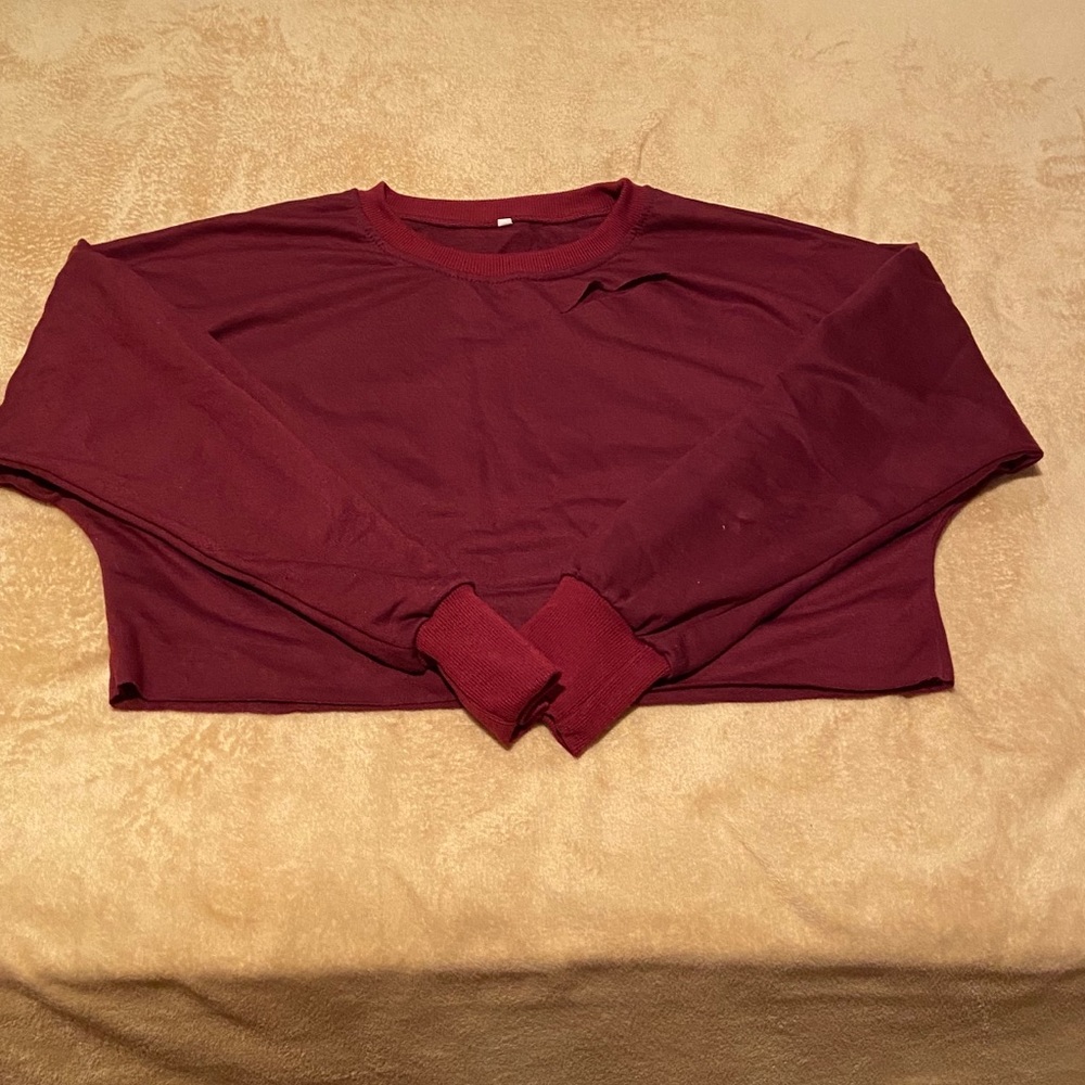 Distressed maroon/burgundy crop top